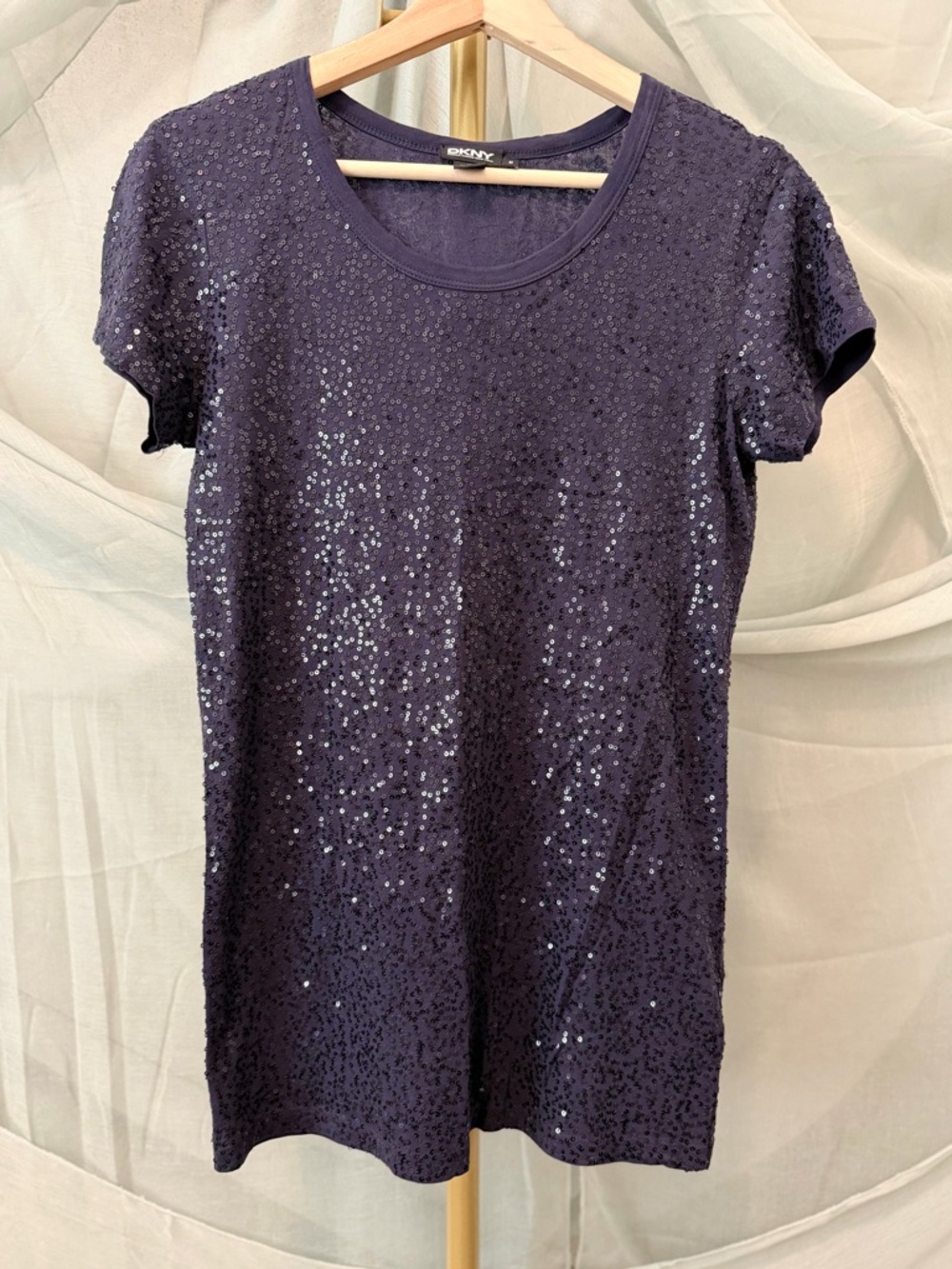 DKNY Elegant Deep Purple Sequin Top